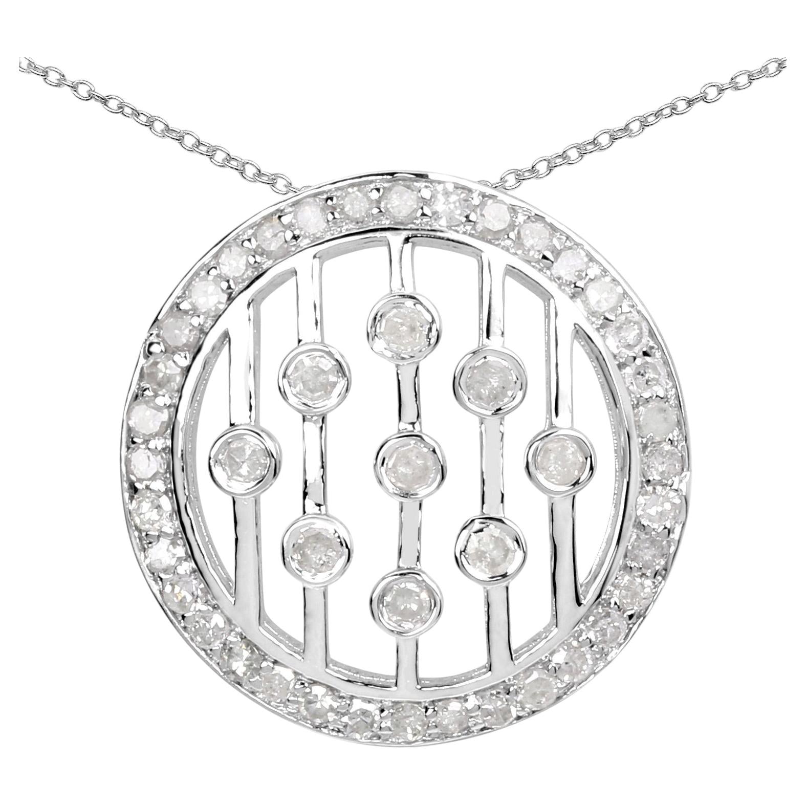 Diamond Pendant 0.5 Carats Sterling Silver