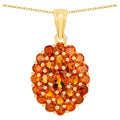 Citrine Cluster Pendant Necklace 4.06 Carats 18K Yellow Gold Plated Silver