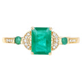 Zambian Emerald Ring With Diamonds 1.02 Carats 14K Yellow Gold