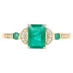 Zambian Emerald Ring With Diamonds 1.02 Carats 14K Yellow Gold