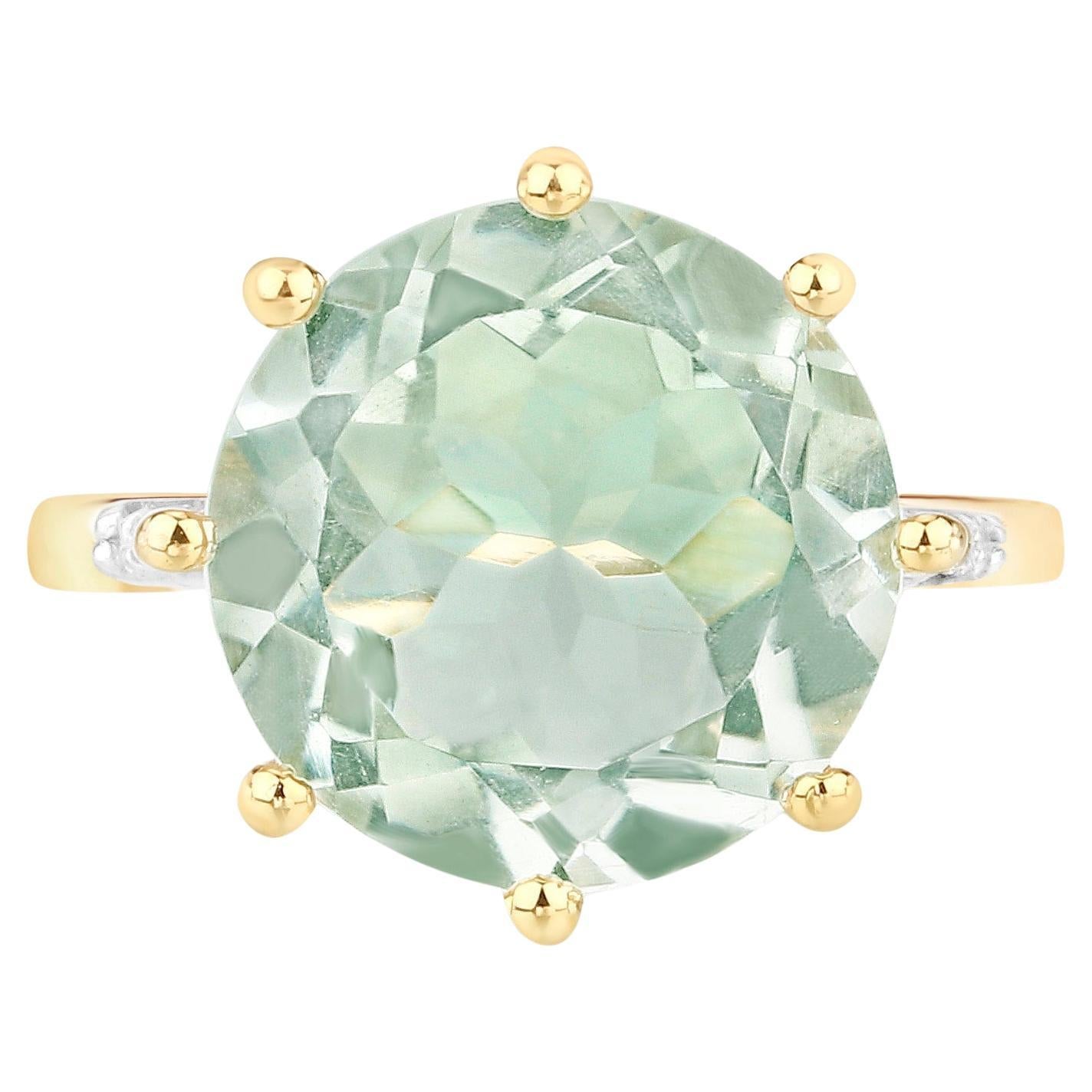 Green Amethyst Crown Ring White Topaz Setting 7.5 Carats