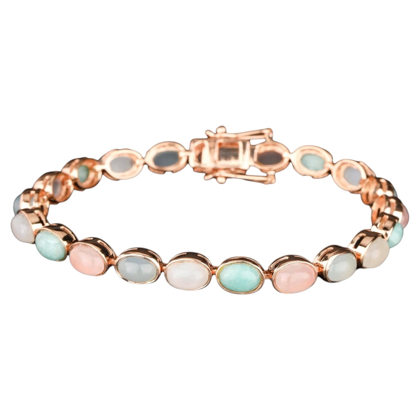 Natural Mixed Gemstones Bracelet 17.46 Carats Gold Plated Silver
