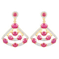 Natural Ruby Earrings With Diamonds 3.76 Carats 14K Yellow Gold
