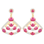 Natural Ruby Earrings With Diamonds 3.76 Carats 14K Yellow Gold
