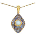 Ethiopian Opal Pendant With Tanzanite 1.78 Carats Gold Plated Silver