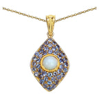 Ethiopian Opal Pendant With Tanzanite 1.78 Carats Gold Plated Silver