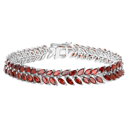 Garnet Bracelet 18.4 Carats 18K White Gold Plated Silver