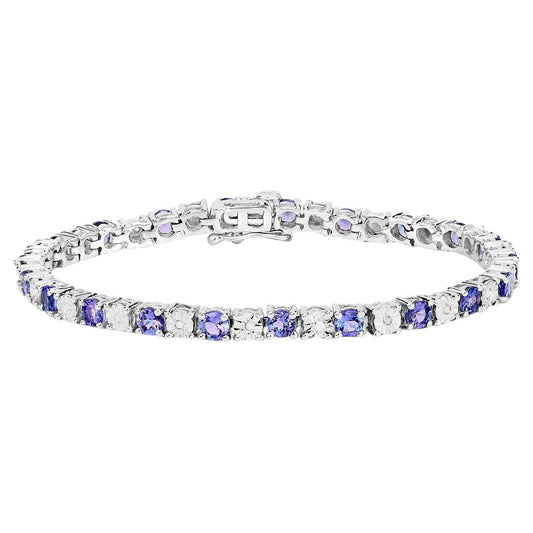 Tanzanite Bracelet Diamonds 5.4 Carats Silver