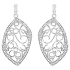 Diamond Dangle Earrings 0.7 Carats Rhodium Plated Silver