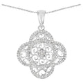 Diamond Flower Pendant 0.56 Carats Sterling Silver