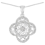 Diamond Flower Pendant 0.56 Carats Sterling Silver