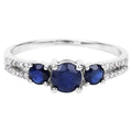 Blue Sapphire Ring With Diamonds 1.04 Carats 14K White Gold