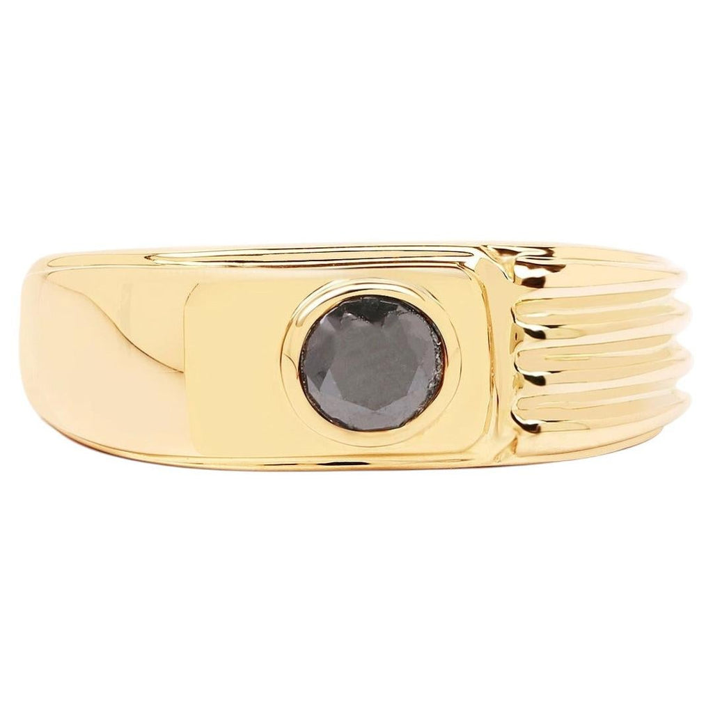 Black Diamond Ring 0.24 Carats Gold Plated Silver