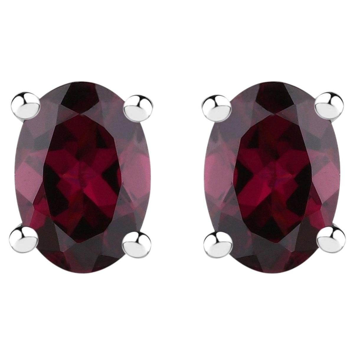 Rhodolite Garnet Stud Earrings 0.54 Carats Sterling Silver