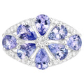 Tanzanite Flower Ring With White Topaz 3.18 Carats Sterling Silver