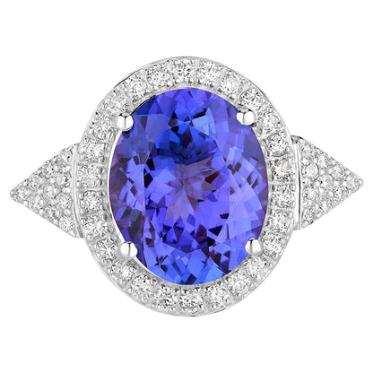 Tanzanite Ring Diamonds 3.96 Carats 14K White Gold