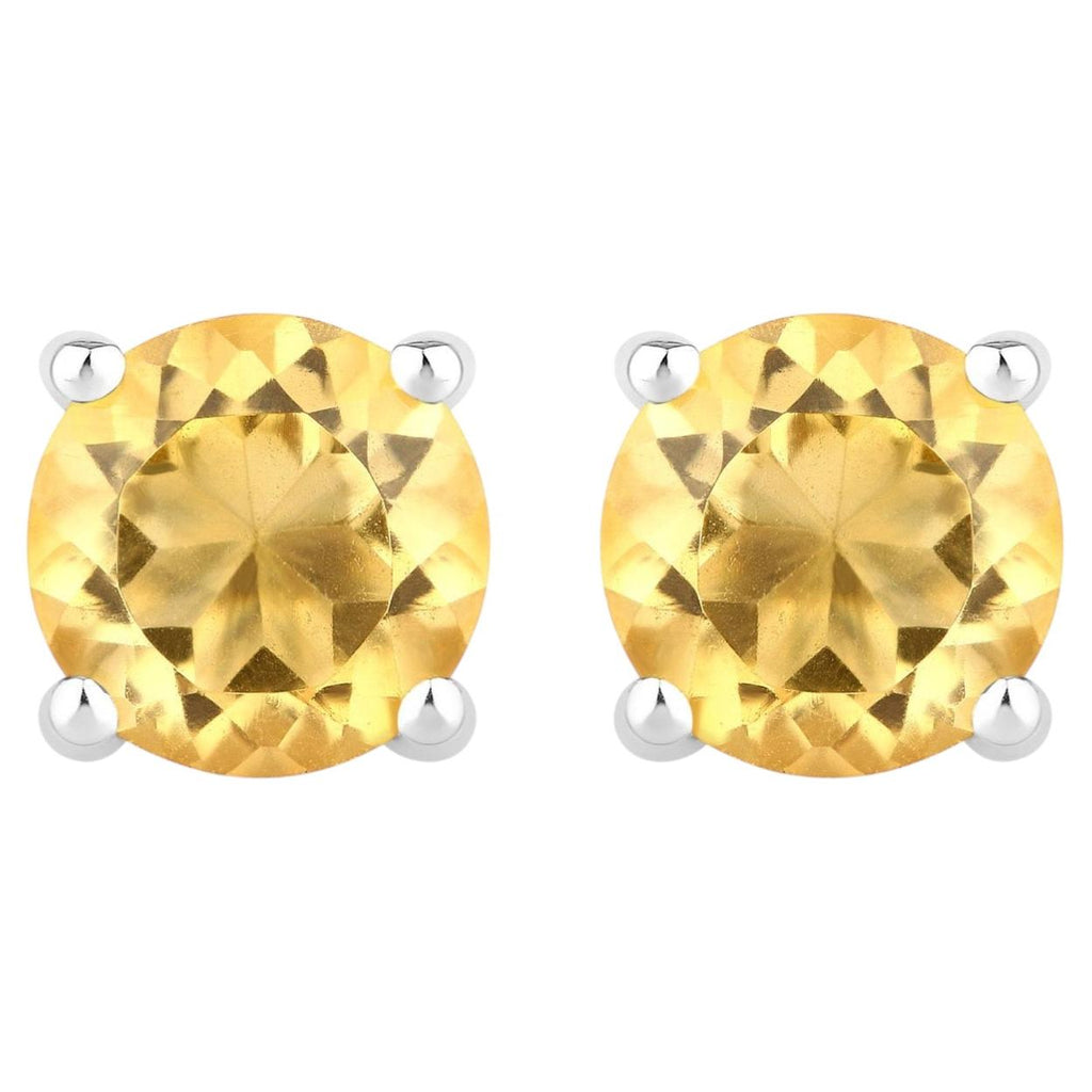 Citrine Stud Earrings 0.88 Carats Sterling Silver