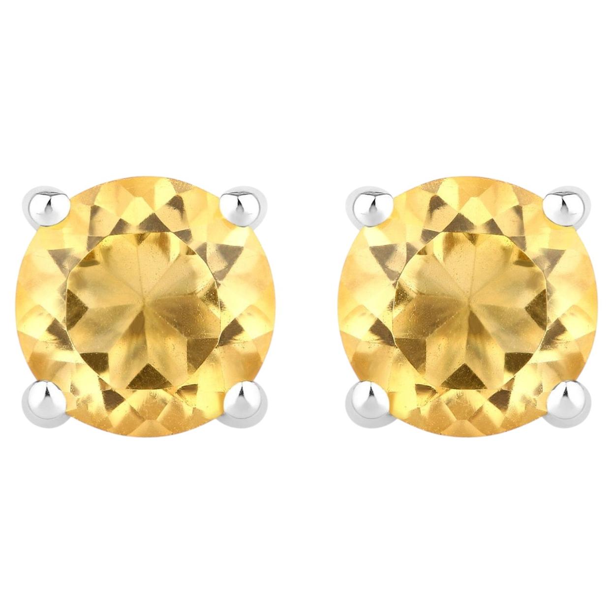 Citrine Stud Earrings 0.88 Carats Sterling Silver