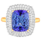 Natural Tanzanite Ring With Diamonds 4.8 Carats 14K Yellow Gold