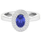Tanzanite Ring With Diamonds 0.88 Carats 14K White Gold