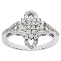 Multicolor Diamond Flower Ring 0.52 Carats Sterling Silver