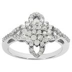 Multicolor Diamond Flower Ring 0.52 Carats Sterling Silver