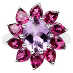 Amethyst Ring With Rhodolite Garnet 5.62 Carats Sterling Silver