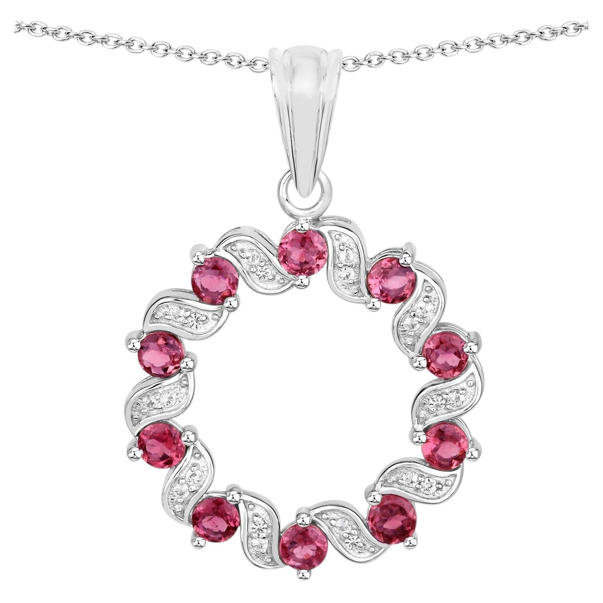 Pink Tourmaline Pendant With White Topaz 1.26 Carats Sterling Silver