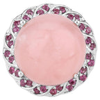Pink Opal Ring With Rhodolite Garnet 14.4 Carats Sterling Silver