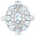 Aquamarine Ring With White Topaz 1.84 Carats Sterling Silver