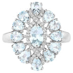 Aquamarine Ring With White Topaz 1.84 Carats Sterling Silver