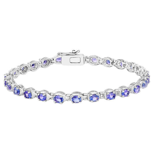 Tanzanite Tennis Bracelet 4.58 Carats Sterling Silver