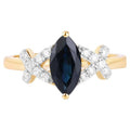 Blue Sapphire Ring With Diamonds 1.46 Carats 14K Yellow Gold
