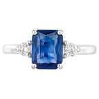 Blue Sapphire Ring With Diamonds 2.14 Carats 18K White Gold