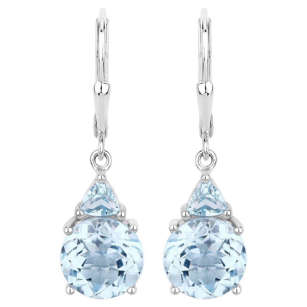 Swiss Blue Topaz Earrings 7.5 Carats Sterling Silver