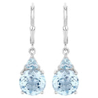 Swiss Blue Topaz Earrings 7.5 Carats Sterling Silver