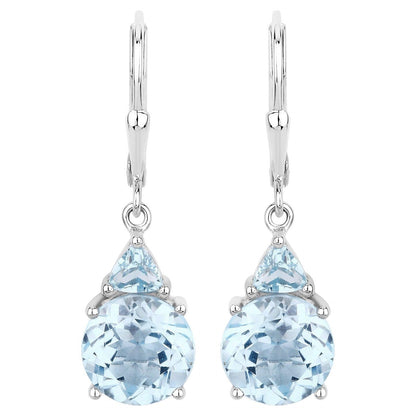 Swiss Blue Topaz Earrings 7.5 Carats Sterling Silver
