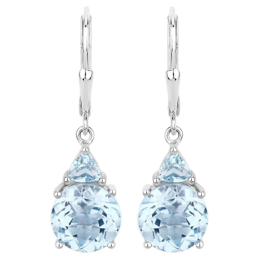 Swiss Blue Topaz Earrings 7.5 Carats Sterling Silver