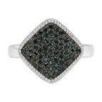 Blue Diamond Ring 0.26 Carats Sterling Silver