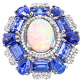 Opal Ring With Kyanite 10.4 Carats Sterling Silver