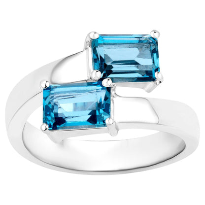 London Blue Topaz Bypass Ring 2.44 Carats