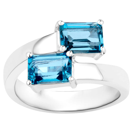 London Blue Topaz Bypass Ring 2.44 Carats