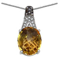 Citrine Pendant With Multicolor Diamonds 4.44 Carats Sterling Silver