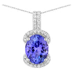 Tanzanite Pendant With Diamonds 2.48 Carats 14K White Gold