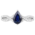 Blue Sapphire Ring With Diamonds 1.1 Carats 14K White Gold