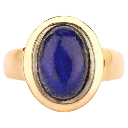 Lapis Ring 5 Carats Gold Plated Silver