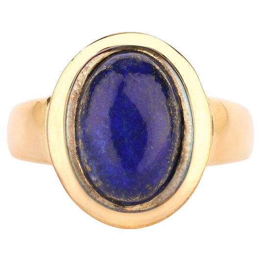 Lapis Ring 5 Carats Gold Plated Silver