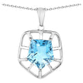 Blue Topaz Pendant 7.58 Carats Sterling Silver