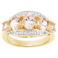 Morganite Ring With White Topaz 1.9 Carats Gold Plated Silver