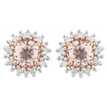 Morganite Stud Earrings With Diamonds 0.48 Carats 10K Rose Gold